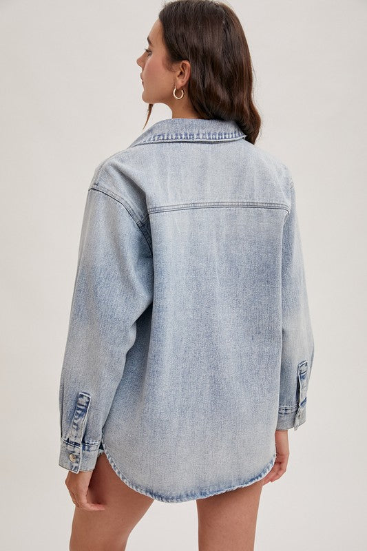 Harper Denim Western Button Down Shirt Jacket