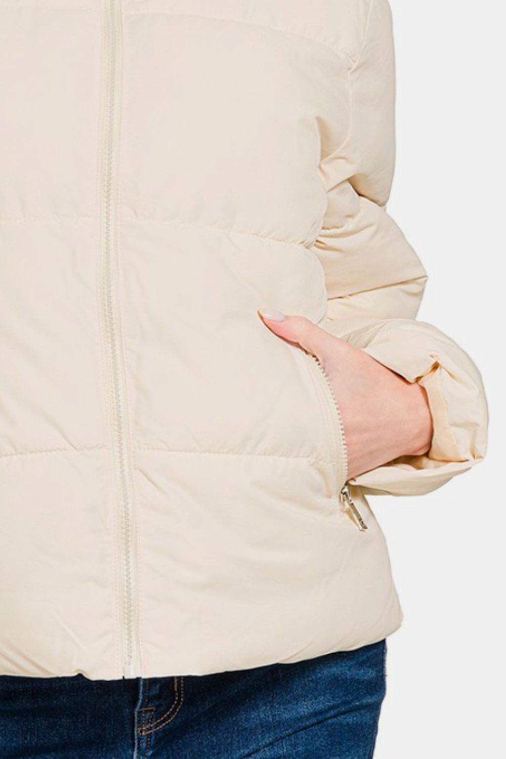 Turtleneck Puffer Jacket with Pockets